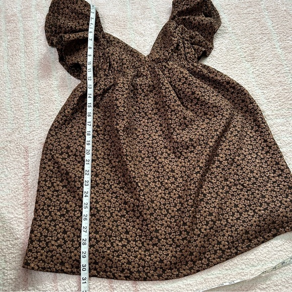 NWT Day + Moon Brown Floral Ruffle Babydoll Dress Size Small Autumn - Picture 9 of 11
